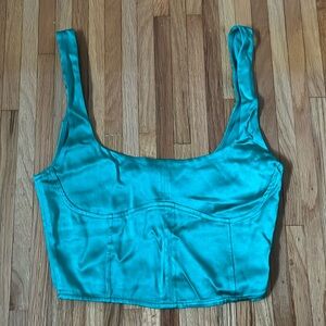 Satin green ZARA tank top